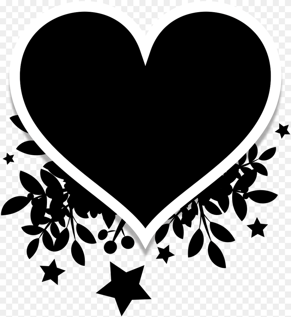 Silhouette Heart Black Love Symbol Black Drawing, Stencil Free Png Download