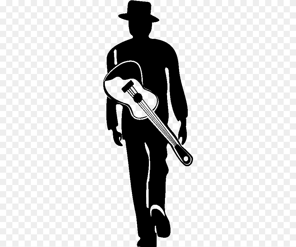 Silhouette Homme Guitare, Gray Free Transparent Png