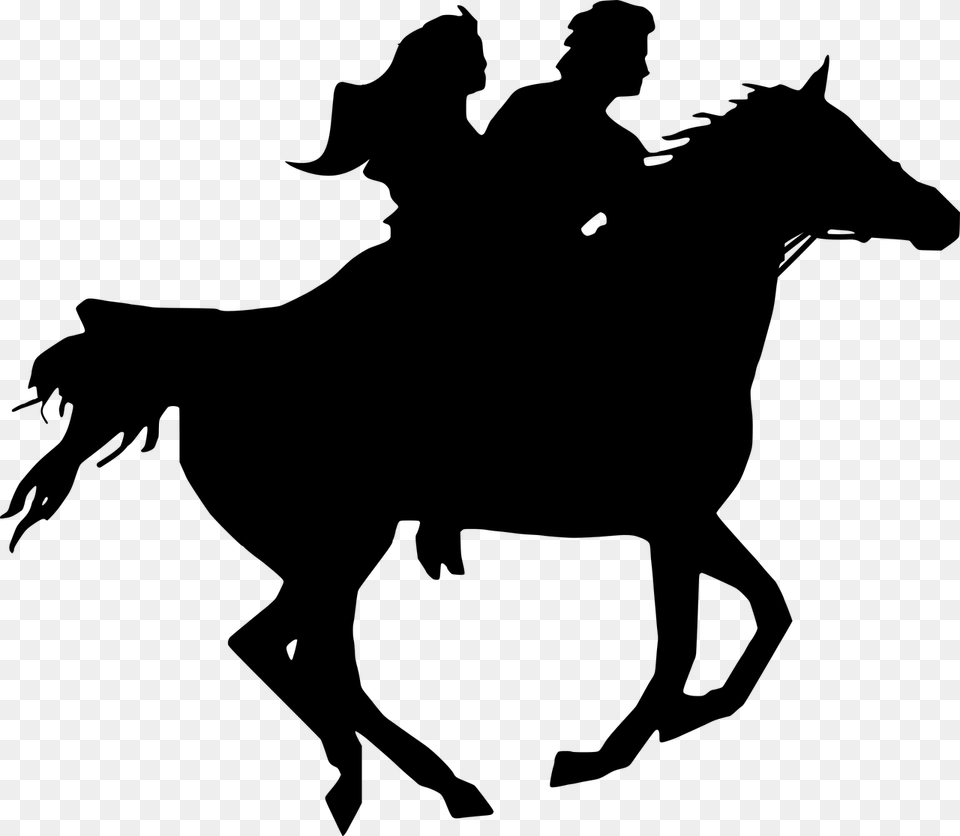 Silhouette Horse Riders Horses Photo Couple On Horseback Silhouette, Gray Free Transparent Png
