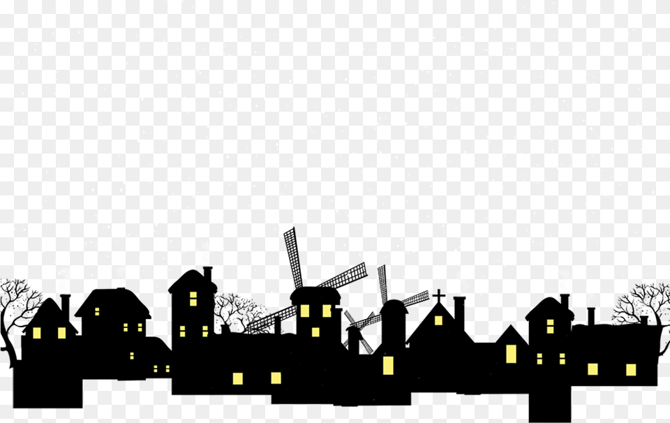 Silhouette House Building, Nature, Night, Outdoors, Paper Free Png Download