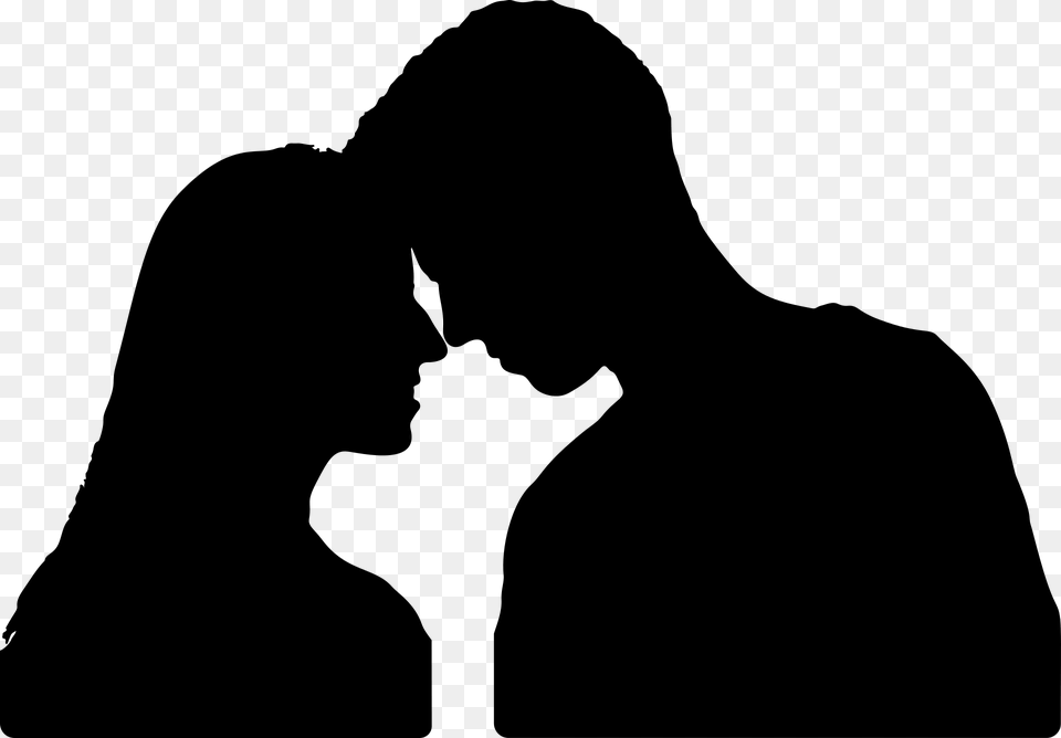 Silhouette Hug Love Kiss Silhouette Couple Icon, Gray Free Png Download