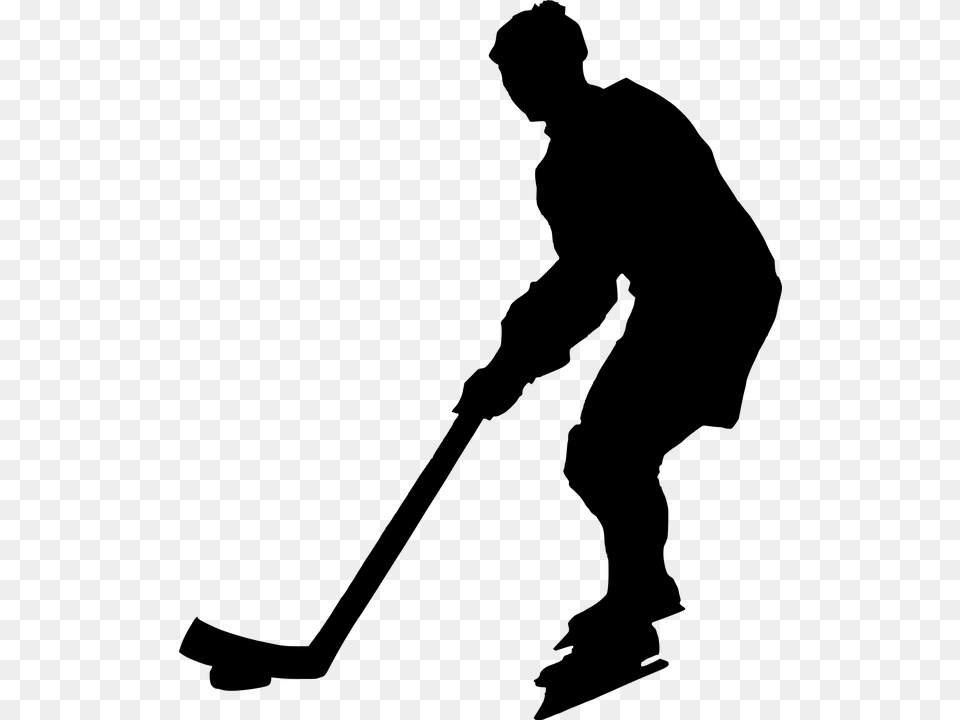 Silhouette Ice Hockey Boy Game Hokey Kid Male Silhouette Eishockey, Gray Free Png Download