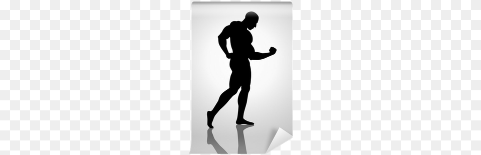 Silhouette Illustration Of A Bodybuilder Wall Mural Shadow Bodybuilder, Adult, Male, Man, Person Free Png