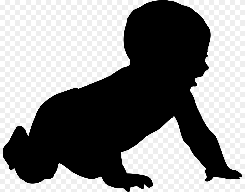 Silhouette Infant Drawing Child Crawling, Gray Png Image