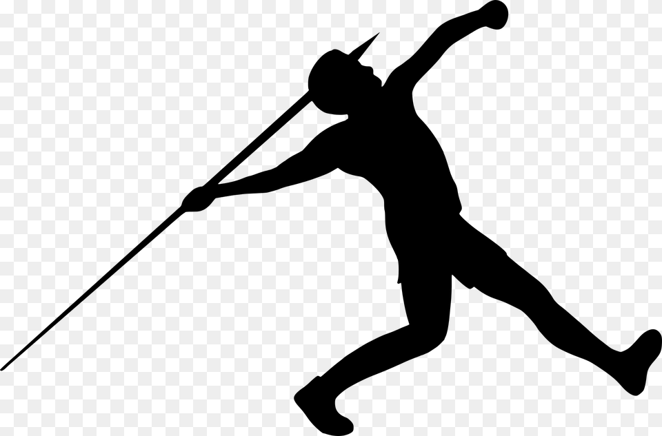 Silhouette Javelin Throw Sport Athlete Spear Javelin Throw Silhouette, Gray Free Png Download