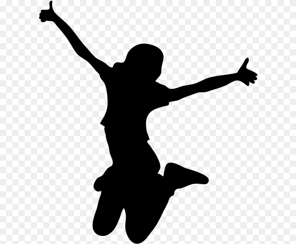Silhouette Jump Silhouette Cartoon, Gray Free Png Download