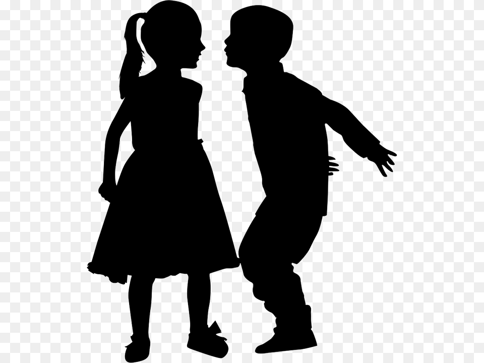 Silhouette Kids Boy Girl Young Playing Son Child Silhueta, Person, Walking, Body Part, Hand Png Image