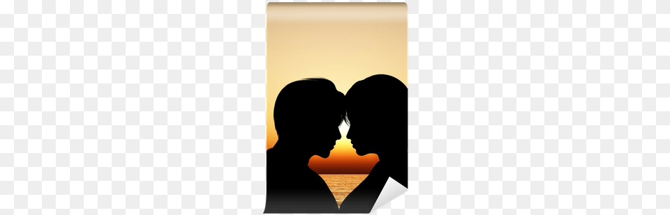 Silhouette Kissing A Loving Couple Wall Mural Pixers Flame, Sky, Nature, Outdoors, Person Png Image