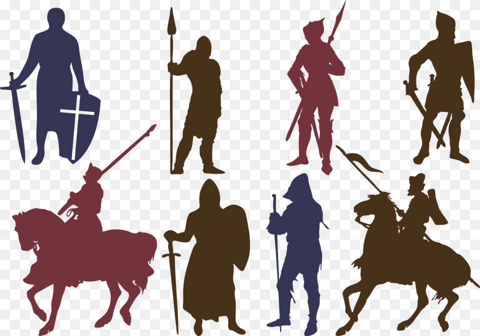 Silhouette Knights Templar Download Icon Knight Silhouette, Adult, Person, People, Female Png