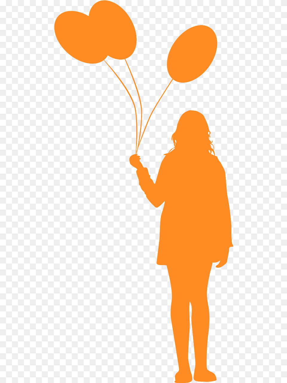 Silhouette Lady Holding Balloon, Adult, Female, Person, Woman Png