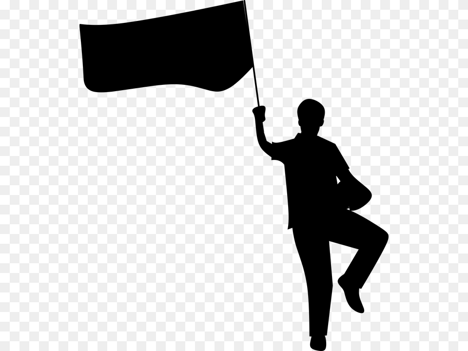 Silhouette Man People Shadow Art Swing Position Shadow Man With Flag, Gray Free Png Download