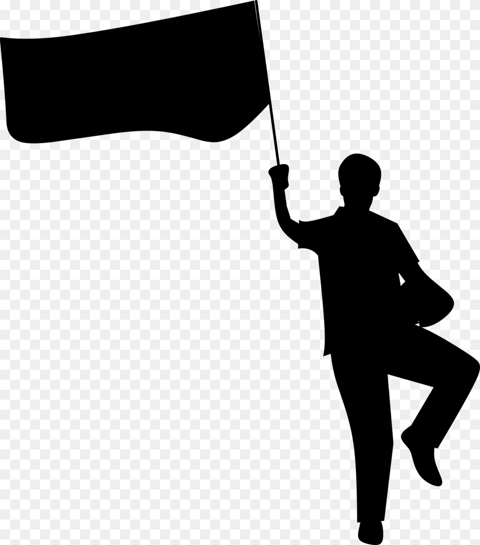 Silhouette Man People Shadow Man With Flag, Gray Free Transparent Png