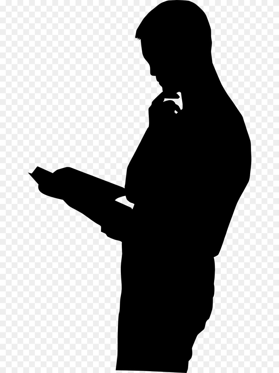 Silhouette Man Reading Book, Gray Free Png
