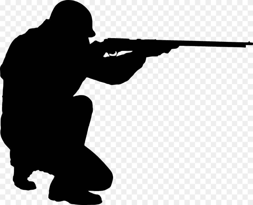 Silhouette Man Shooting Rifle, Gray Free Transparent Png