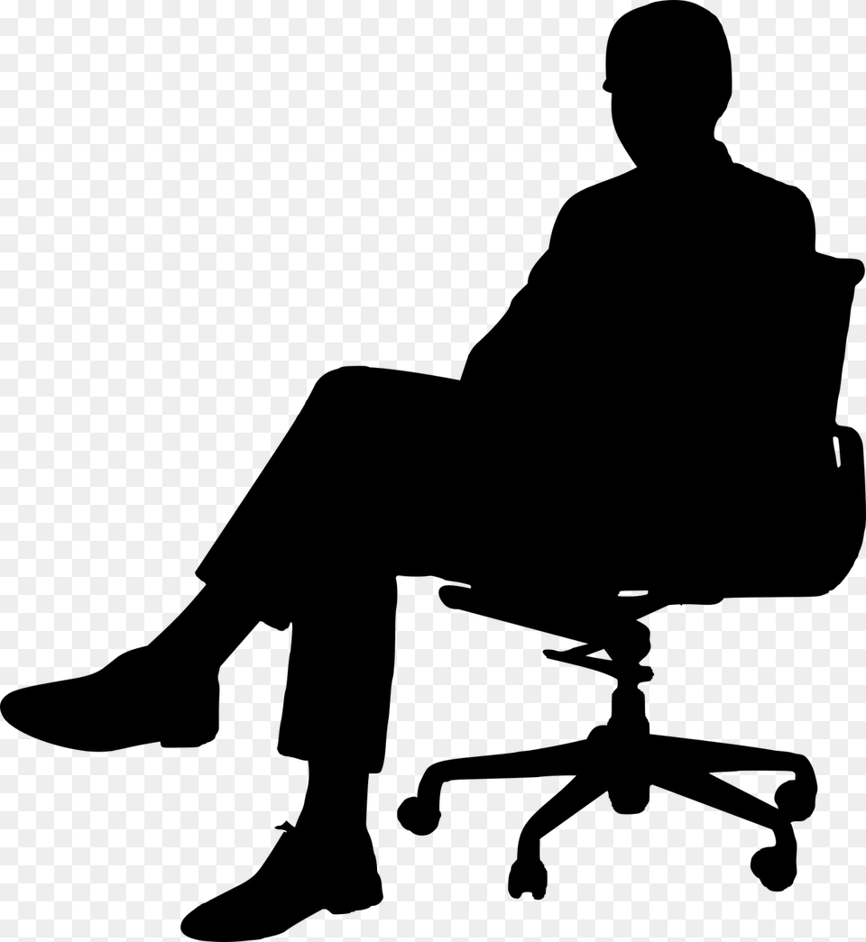 Silhouette Man Sitting At Getdrawings Man Sitting On Chair, Gray Free Png