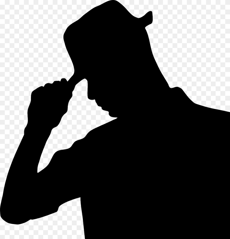 Silhouette Man With Hat, Clothing, Adult, Male, Person Free Png Download