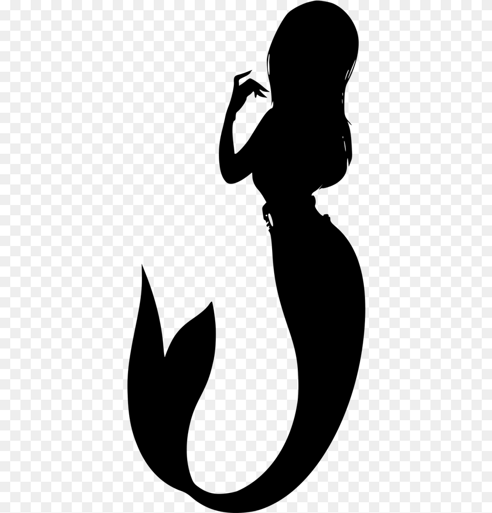 Silhouette Mermaid Mermaid Tail Sirena Vector, Gray Png Image