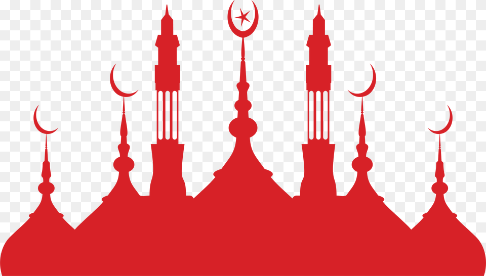 Silhouette Mosque Islamic Architecture Church Red Clipart Eid Ul Fitr Card Designs, Building, Dome Png