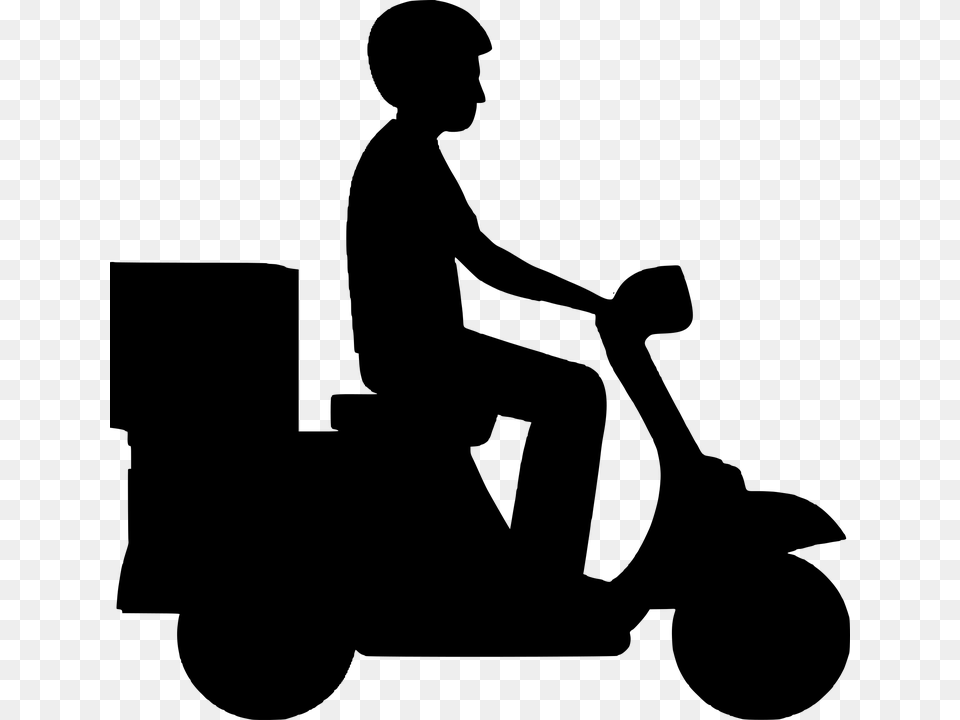 Silhouette Motorcycle Transportation Motorbike Couple On Scooter Silhouette, Gray Free Png