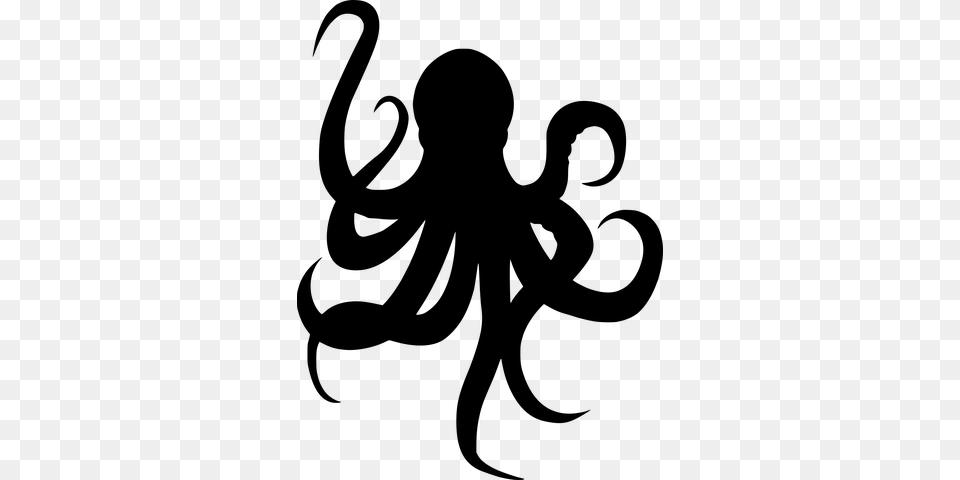 Silhouette Octopus Vector Graphic Cricut, Gray Free Png Download