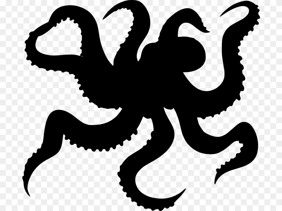Silhouette Octopus Vector Graphic Octopus Tentacles Transparent Background Octopus Clipart, Gray Free Png