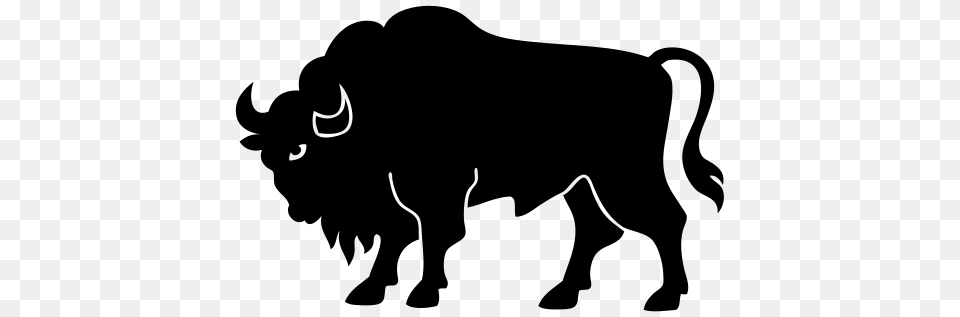 Silhouette Of A Bison, Gray Free Png