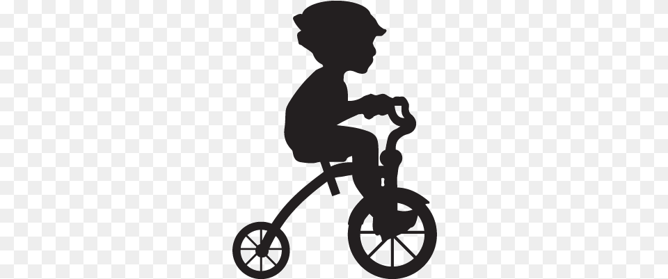 Silhouette Of A Boy Riding A Tricylce Baby Bicycle Silhouette, Vehicle, Tricycle, Transportation, Person Free Png Download