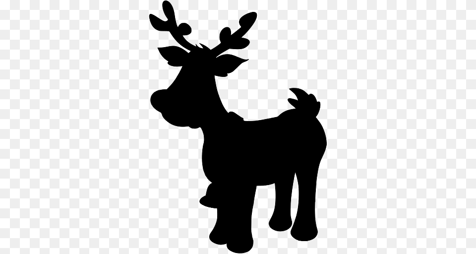 Silhouette Of A Cartoon Of A Young Reindeer, Animal, Mammal, Moose, Wildlife Free Transparent Png