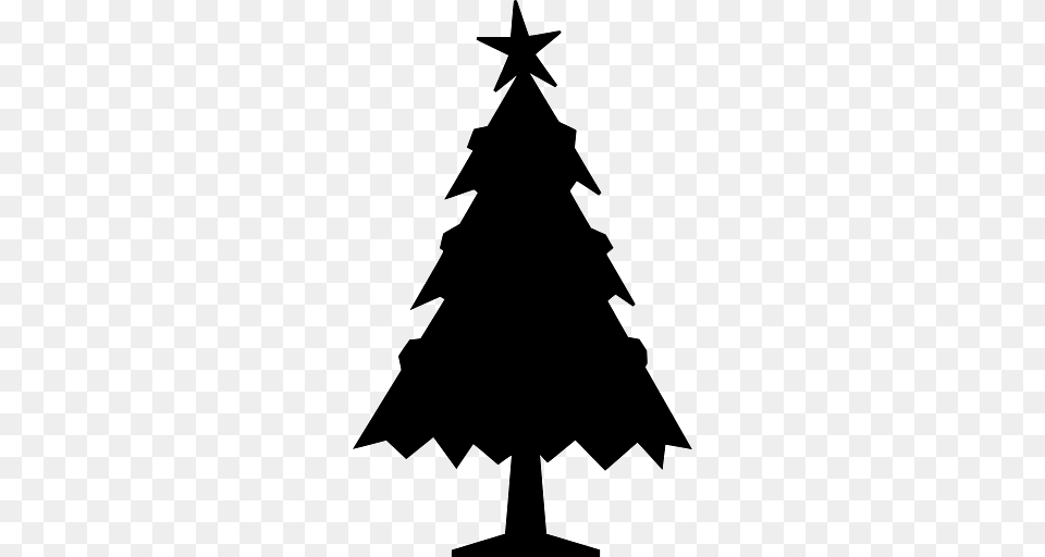 Silhouette Of A Christmas Tree With A Star On Top, Plant, Person, Symbol, Star Symbol Png
