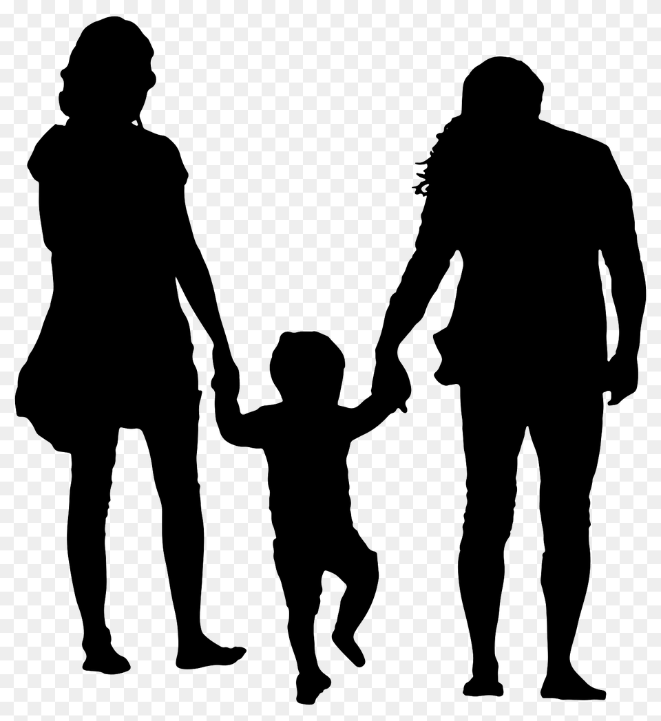 Silhouette Of A Family Of Three, Person, Man, Male, Adult Free Png Download
