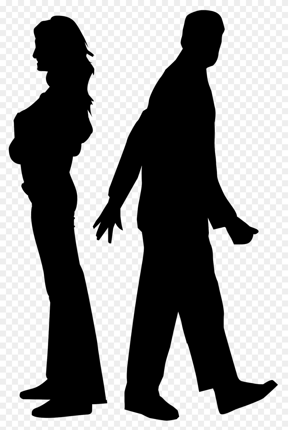 Silhouette Of A Fighting Couple, Adult, Male, Man, Person Png Image