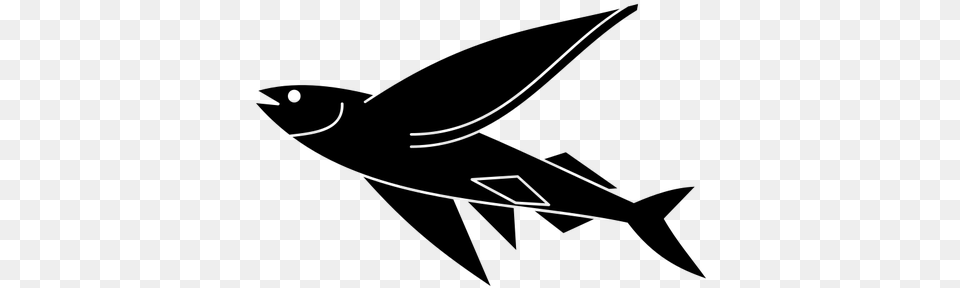 Silhouette Of A Fish Flying Fish Clip Art, Gray Png Image
