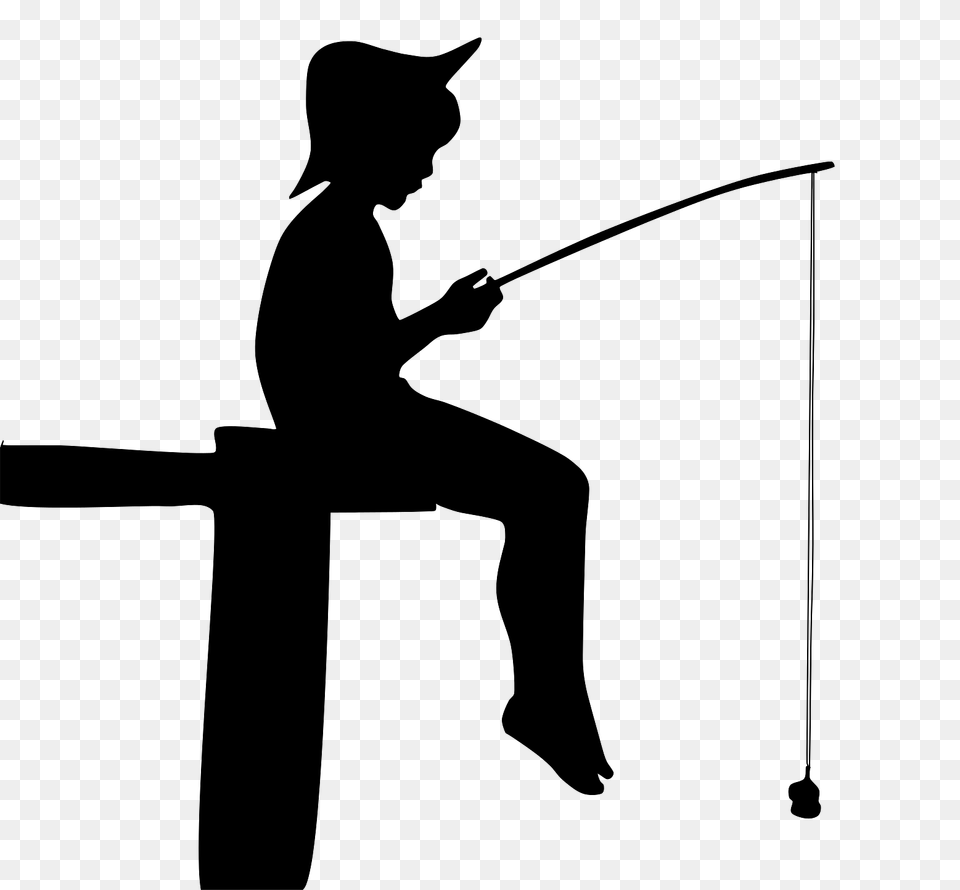 Silhouette Of A Fishing Boy, Adult, Person, Man, Male Free Png