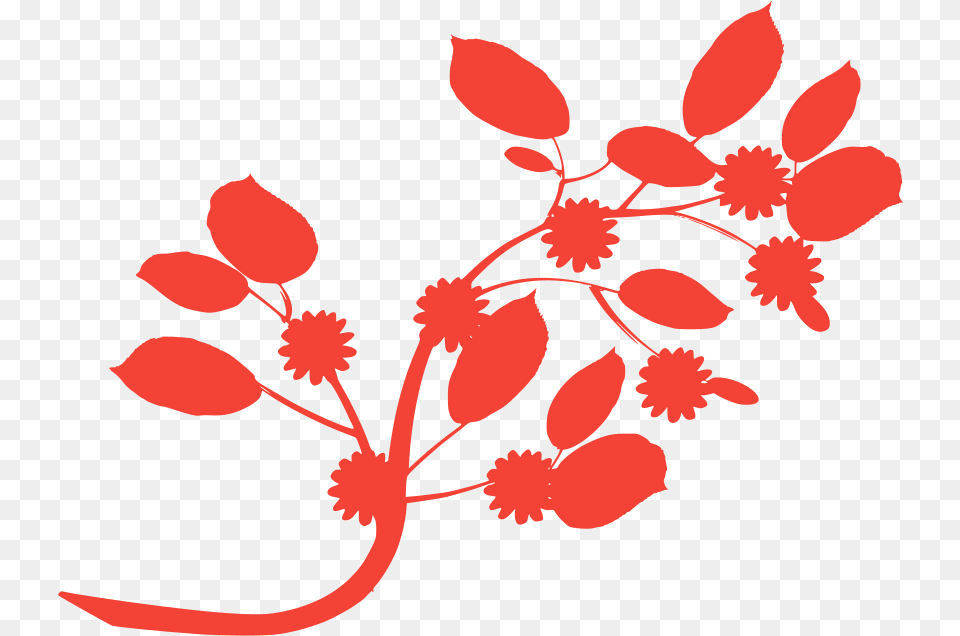 Silhouette Of A Flower On Branch, Art, Floral Design, Graphics, Pattern Png Image