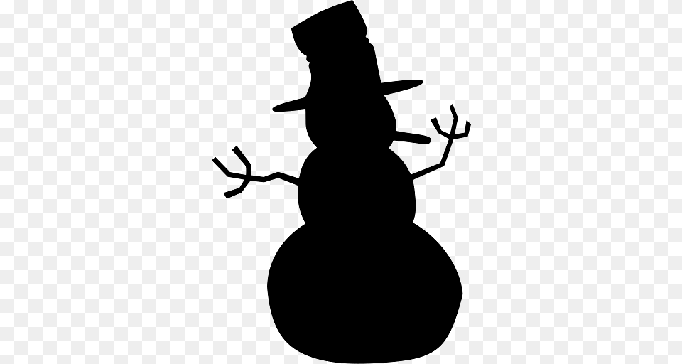 Silhouette Of A Funny Snowman, Nature, Outdoors, Snow, Winter Free Transparent Png