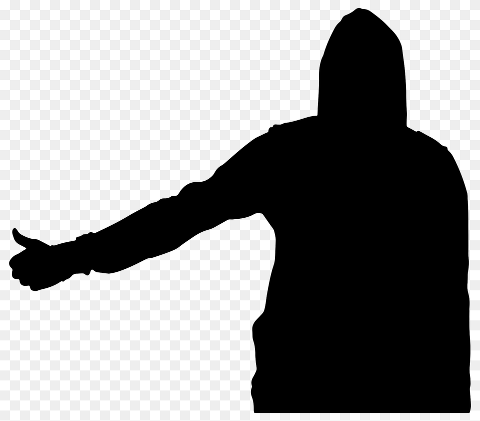 Silhouette Of A Hitchhiking Man, Clothing, Hood, Sweatshirt, Sweater Png Image