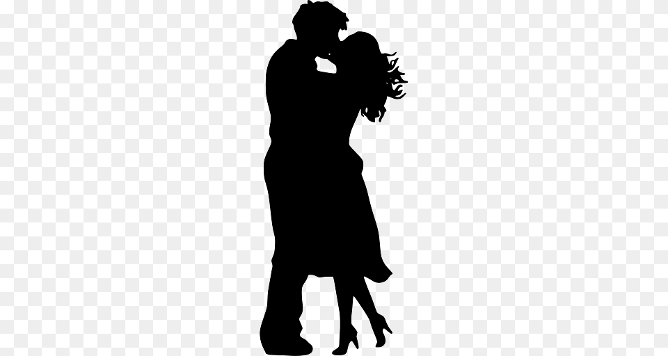 Silhouette Of A Kissing Couple, Adult, Male, Man, Person Png Image