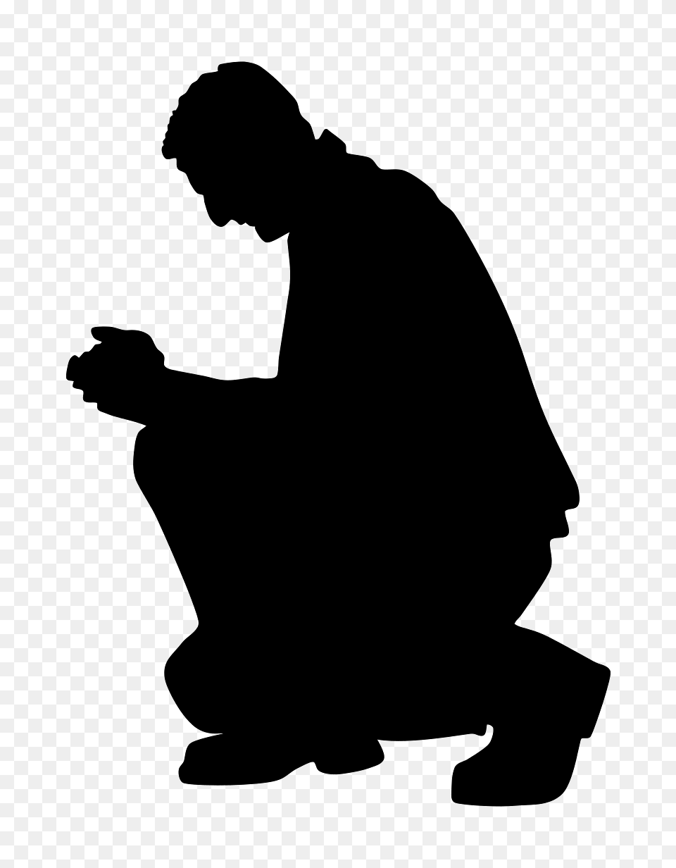 Silhouette Of A Kneeling Praying Man, Person, Adult, Male, Head Free Transparent Png
