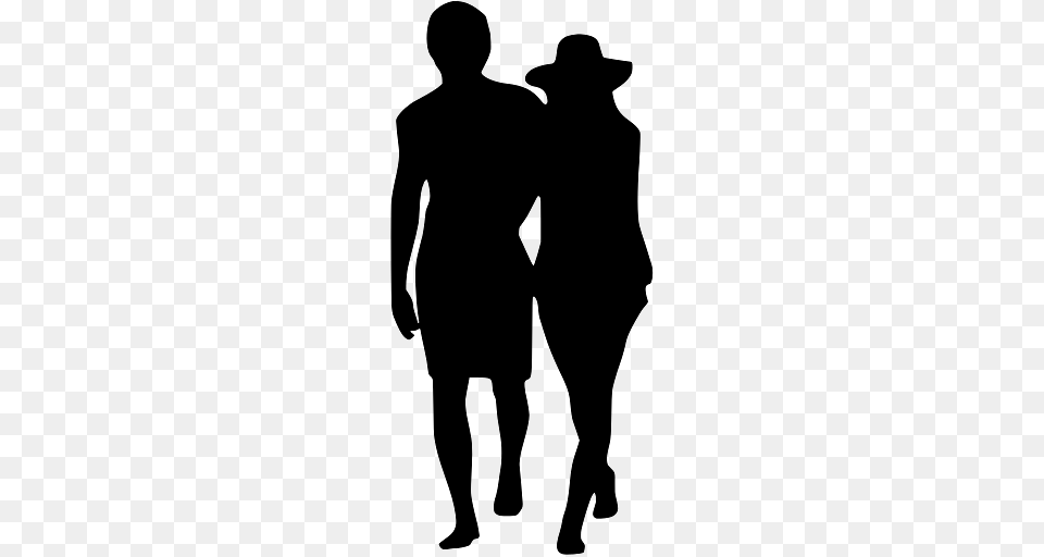 Silhouette Of A Man And A Woman Walking Together, Clothing, Hat, Adult, Male Free Transparent Png