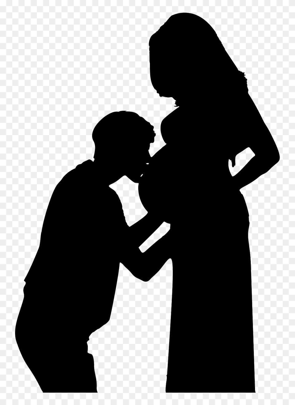 Silhouette Of A Man Kissing A Baby Bump, Adult, Female, Male, Person Free Transparent Png