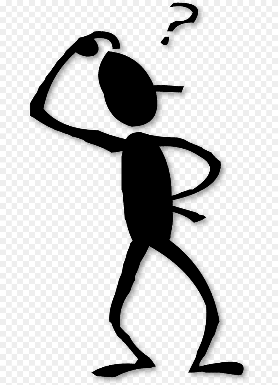 Silhouette Of A Man Thinking Stick Man Thinking Cartoon, Gray Free Png