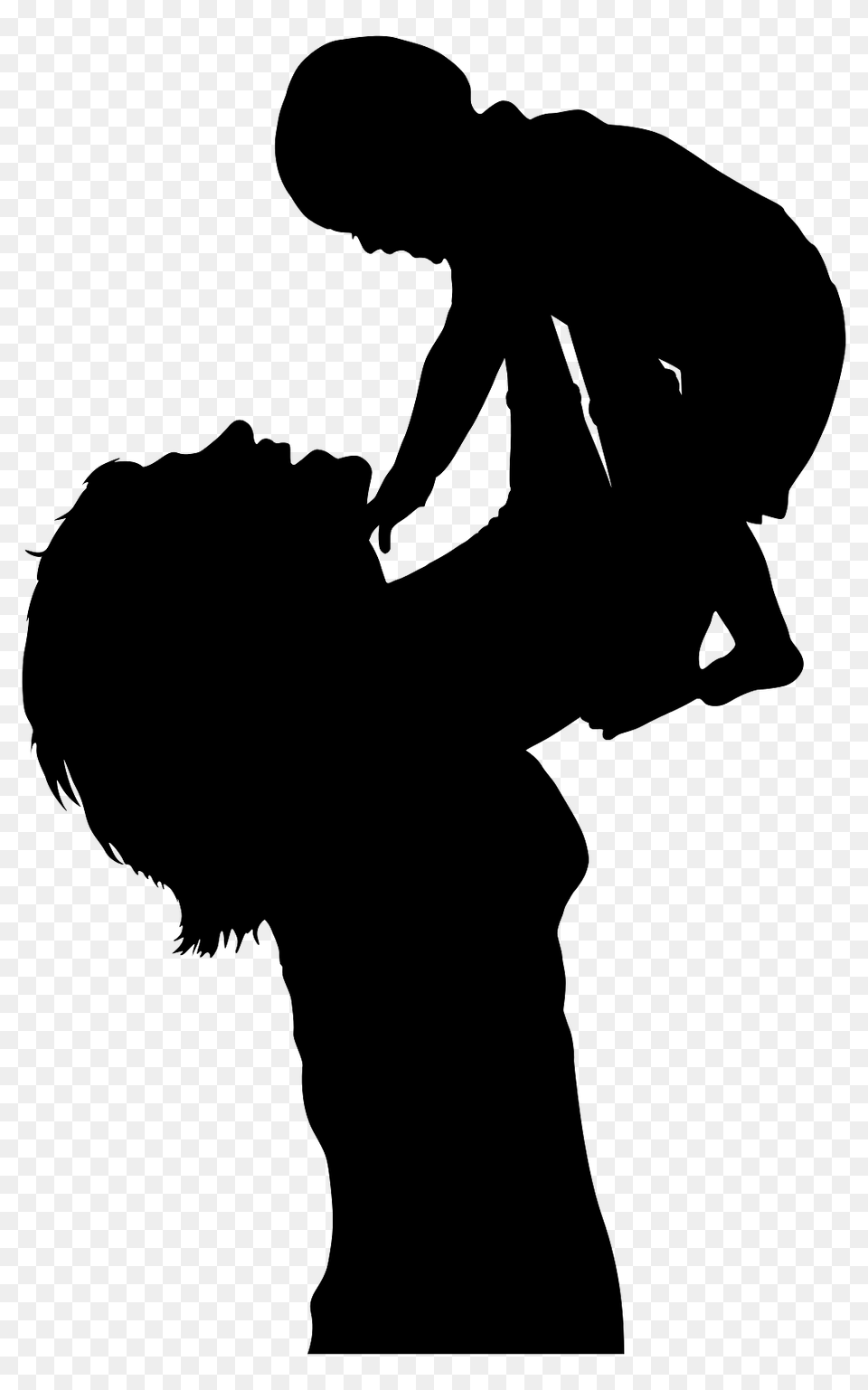 Silhouette Of A Mother Holding Up Her Child, Adult, Male, Man, Person Free Png