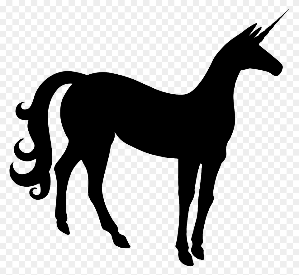 Silhouette Of A Standing Unicorn, Animal, Colt Horse, Horse, Mammal Free Png
