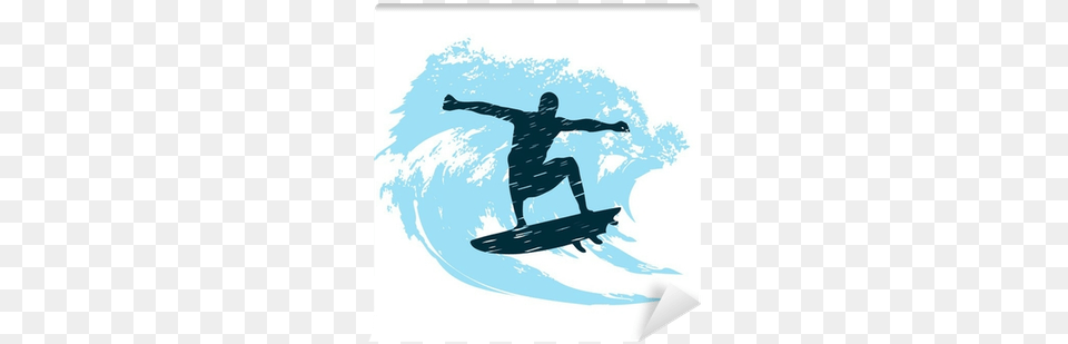 Silhouette Of A Surfer In Grunge Style Splashes Wall Grunge, Water, Leisure Activities, Surfing, Sport Free Png Download