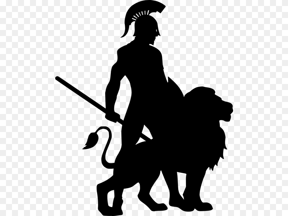 Silhouette Of A Warrior, Gray Free Png