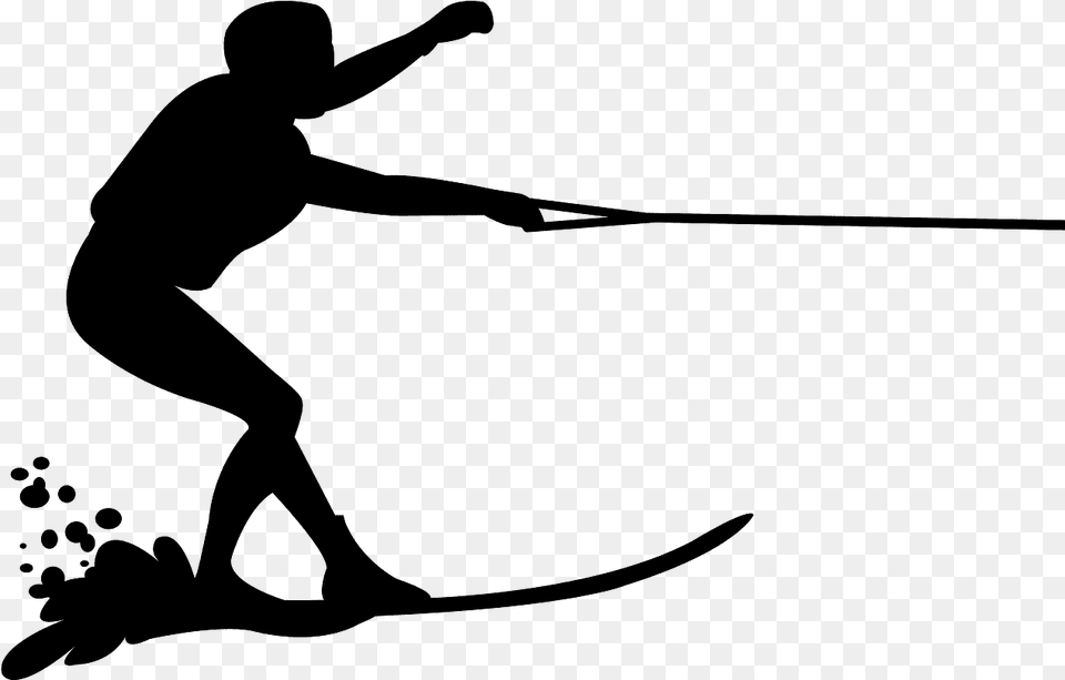 Silhouette Of A Water Skier, Gray Png Image
