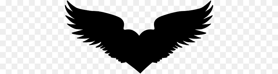 Silhouette Of A Winged Heart, Logo, Symbol, Animal, Fish Free Transparent Png