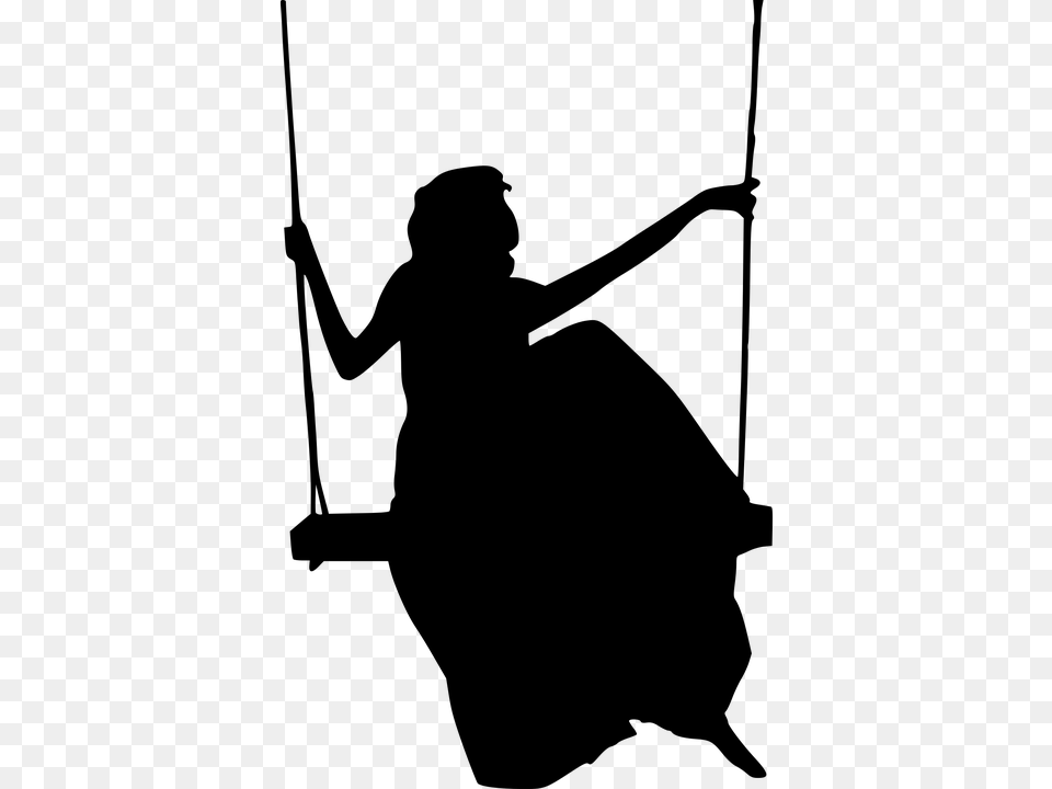 Silhouette Of A Woman On A Swing, Gray Free Png Download