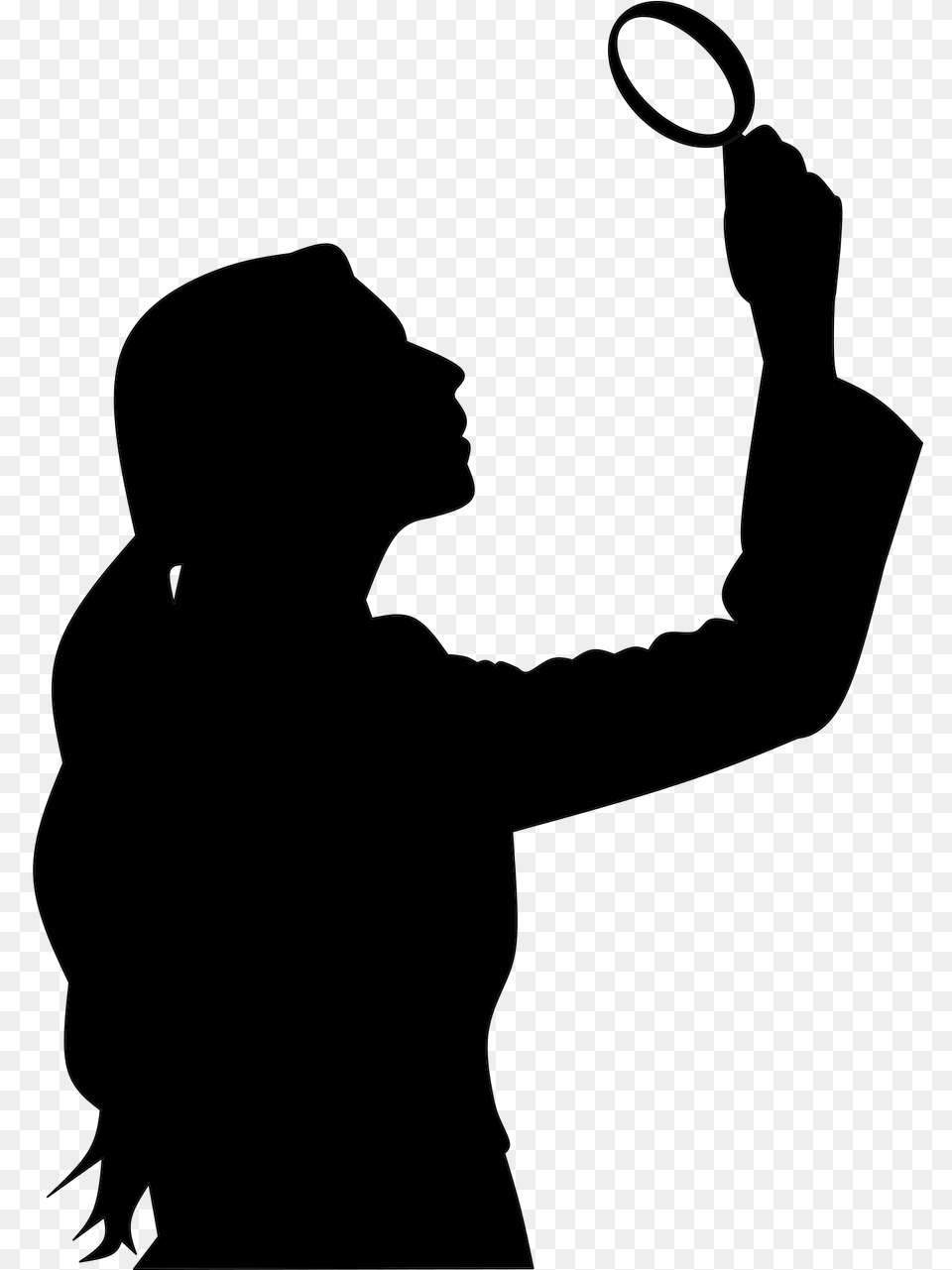 Silhouette Of A Woman With Magnifying Glass, Gray Free Transparent Png