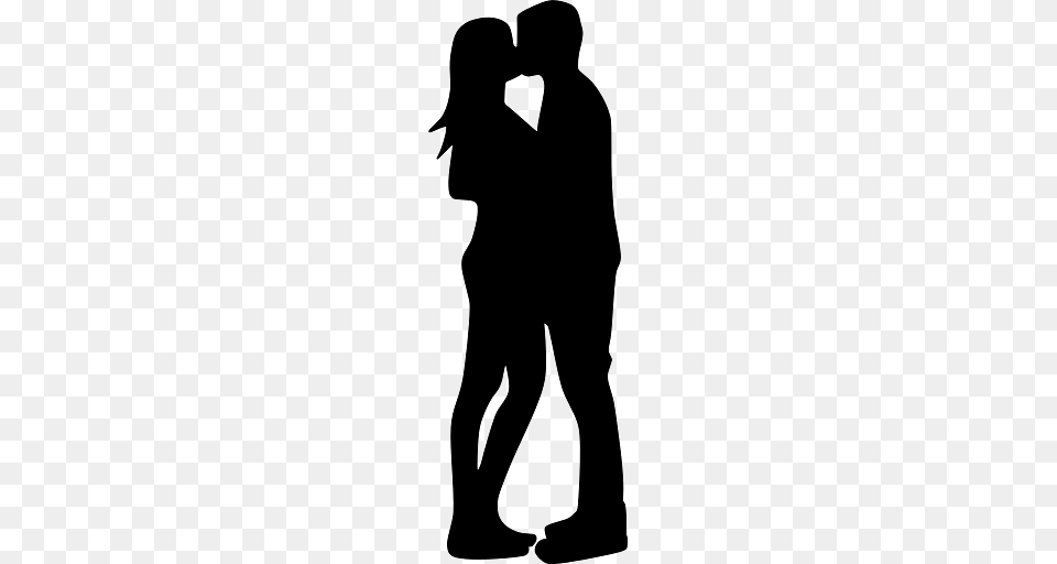 Silhouette Of An Affectionate Couple, Kissing, Person, Romantic, Adult Free Png Download